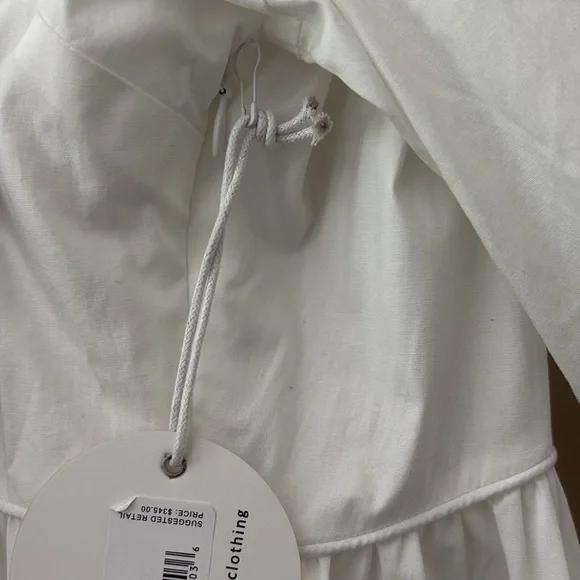 New STAUD Demi Dress White Tiered Maxi Cotton 3/4 Sleeves Size S - Picture 13 of 16